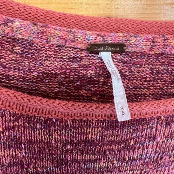 Free People Prism Pullover Sweater Oversized Slouchy Raw Edge Coral Red Size S - Picture 3 of 6